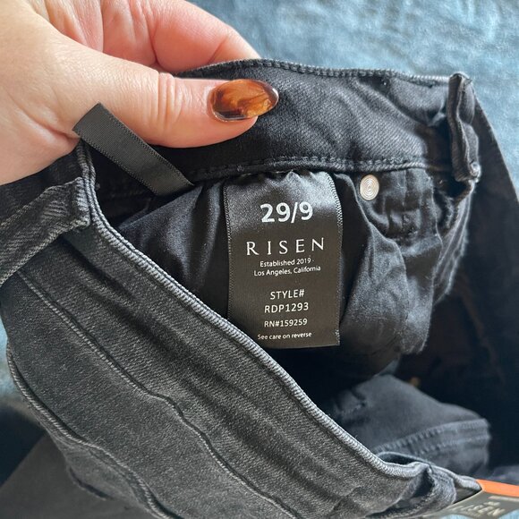 NWT Risen Jeans High Rise Vintage Washed Skinny Jeans Black 9/29 - Picture 5 of 5